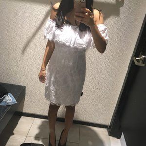 Guess Dress White Lace Off Shoulder